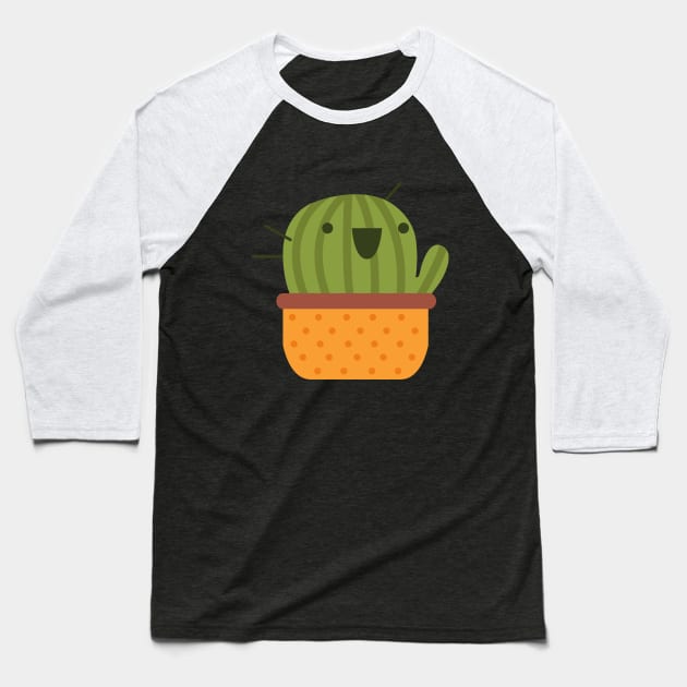 Happy Cactus Baseball T-Shirt by juyodesign